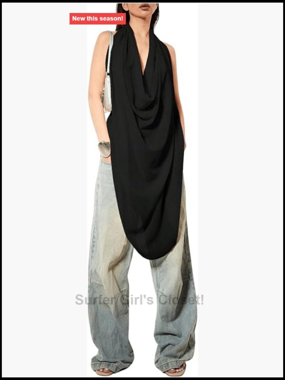 Women's Backless Cowl Neck Tank Top Sleeveless See Through Y2K Club Top